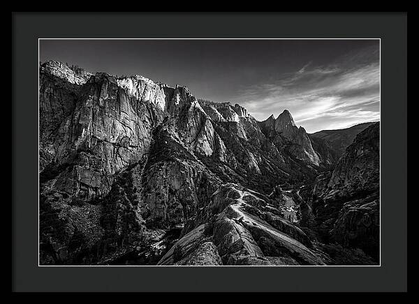 Granite Cliff Face In Monochrome