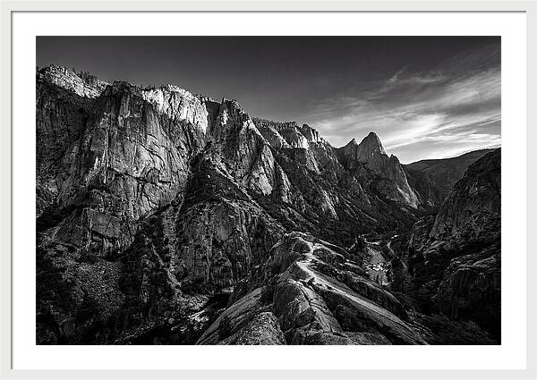 Granite Cliff Face In Monochrome
