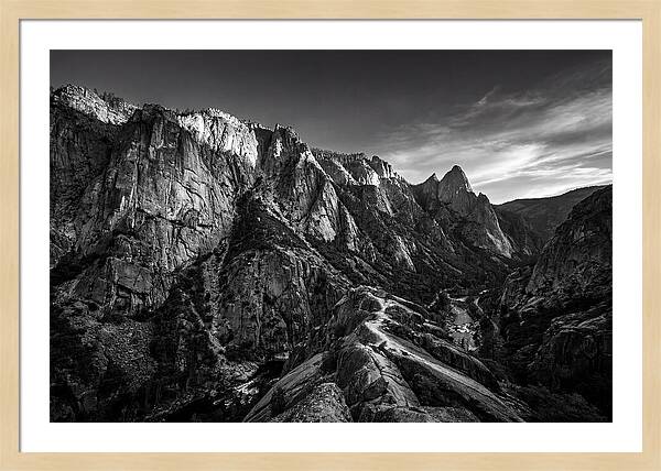 Granite Cliff Face In Monochrome