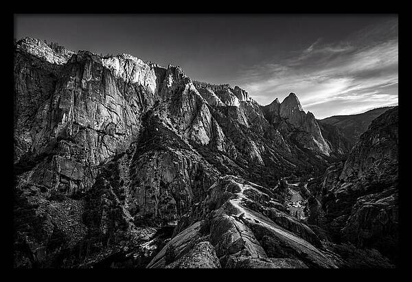 Granite Cliff Face In Monochrome