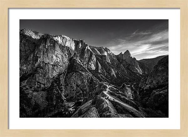 Granite Cliff Face In Monochrome