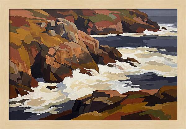 Granite Headland With Crashing Waves