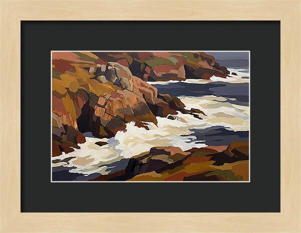 Granite Headland With Crashing Waves