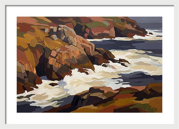 Granite Headland With Crashing Waves