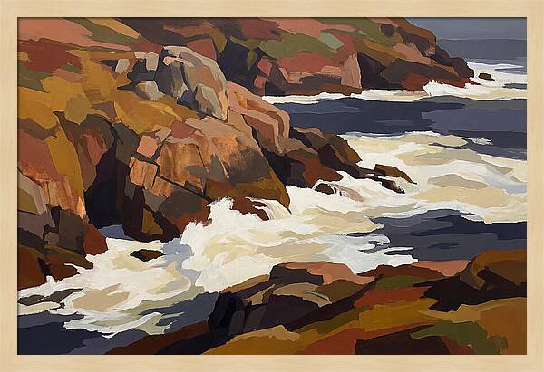 Granite Headland With Crashing Waves