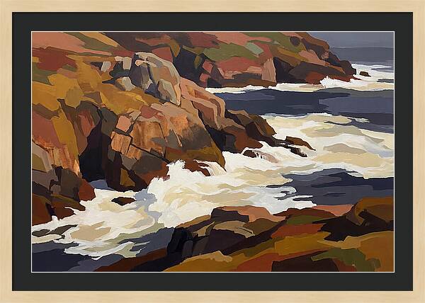 Granite Headland With Crashing Waves