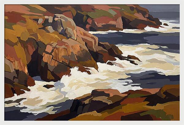 Granite Headland With Crashing Waves