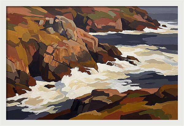 Granite Headland With Crashing Waves