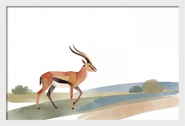 Grant Gazelle In Minimalist Style
