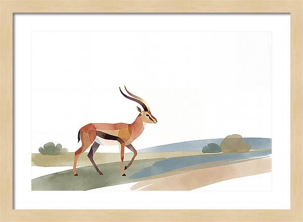 Grant Gazelle In Minimalist Style
