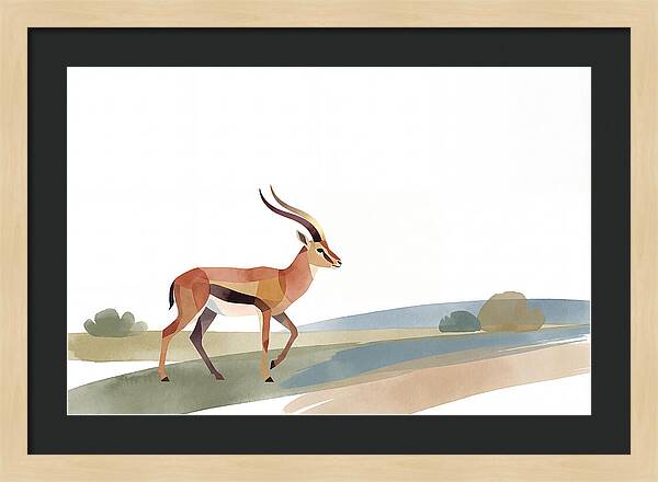 Grant Gazelle In Minimalist Style
