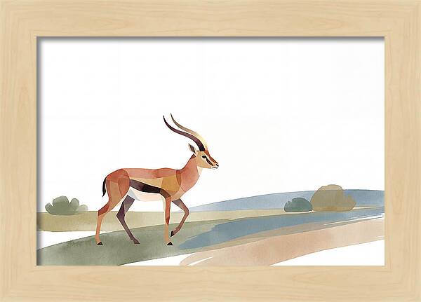Grant Gazelle In Minimalist Style