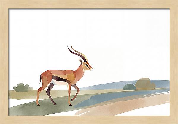 Grant Gazelle In Minimalist Style