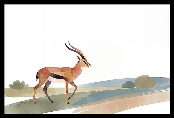 Grant Gazelle In Minimalist Style