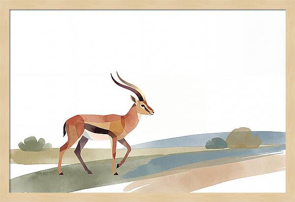 Grant Gazelle In Minimalist Style