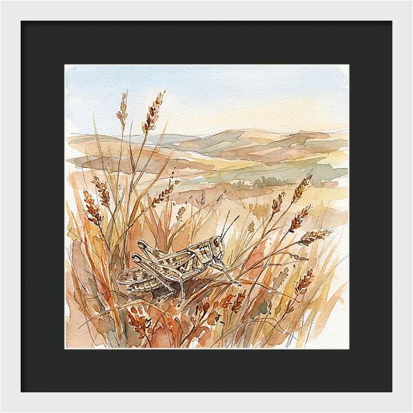 Grasshopper Among Golden Grasses