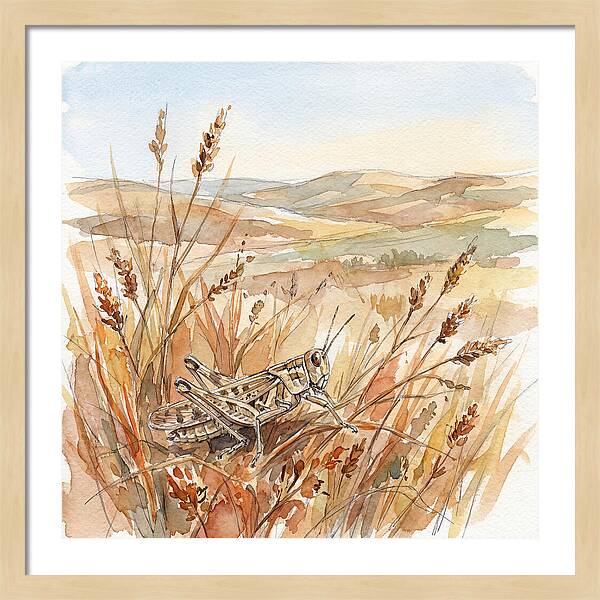 Grasshopper Among Golden Grasses