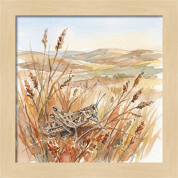 Grasshopper Among Golden Grasses