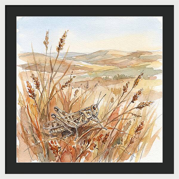 Grasshopper Among Golden Grasses