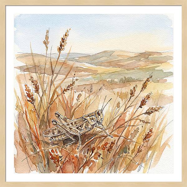 Grasshopper Among Golden Grasses