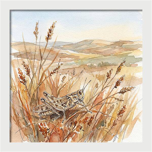 Grasshopper Among Golden Grasses