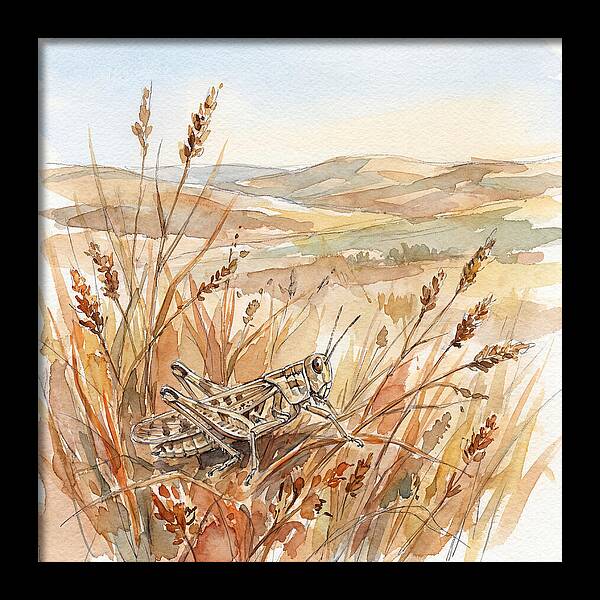 Grasshopper Among Golden Grasses