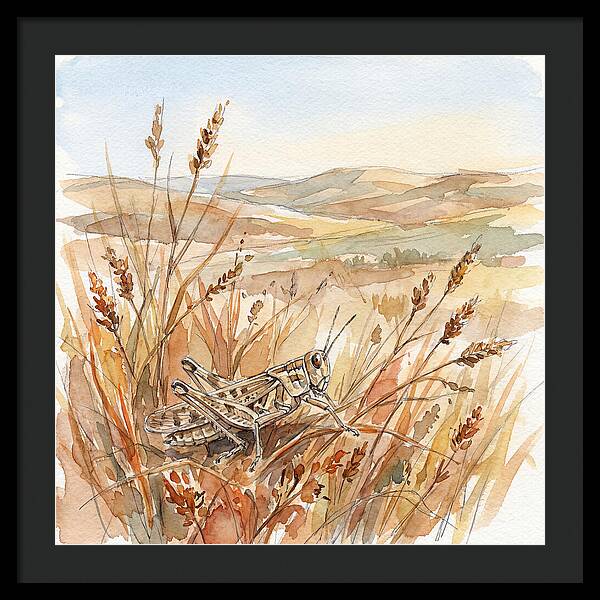 Grasshopper Among Golden Grasses
