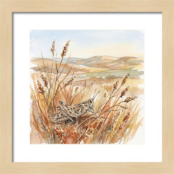 Grasshopper Among Golden Grasses