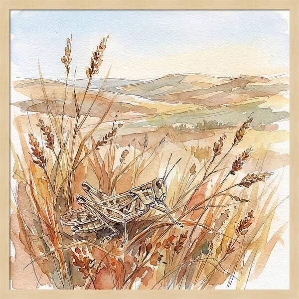 Grasshopper Among Golden Grasses