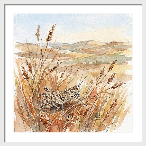 Grasshopper Among Golden Grasses