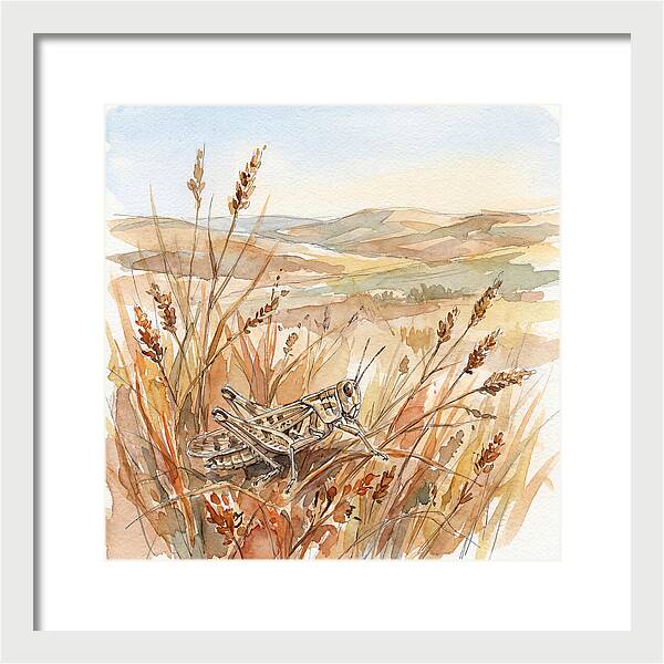 Grasshopper Among Golden Grasses