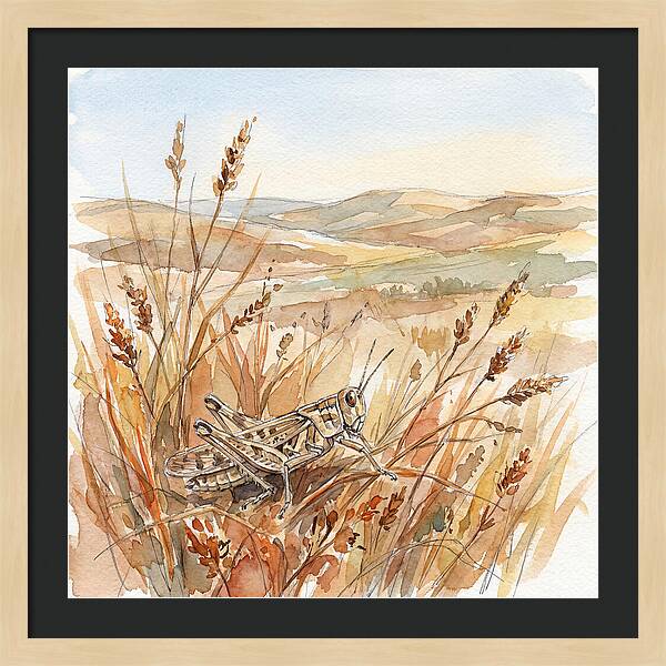 Grasshopper Among Golden Grasses