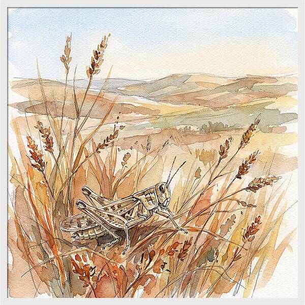 Grasshopper Among Golden Grasses