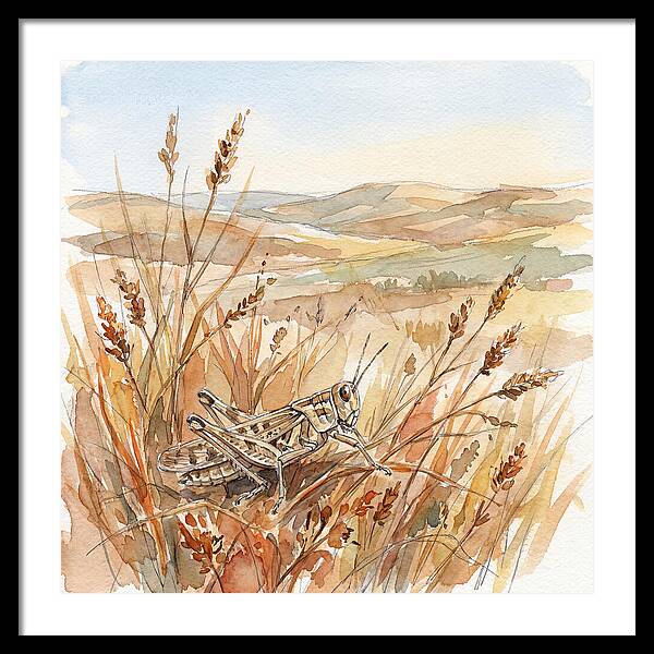 Grasshopper Among Golden Grasses
