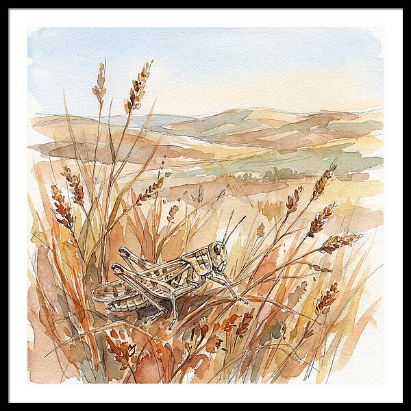 Grasshopper Among Golden Grasses