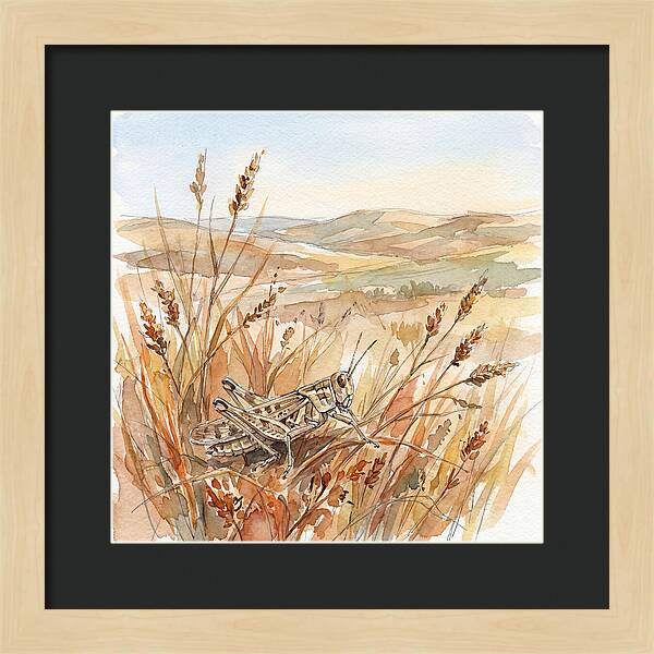 Grasshopper Among Golden Grasses