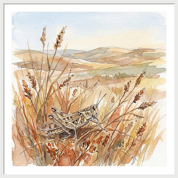 Grasshopper Among Golden Grasses