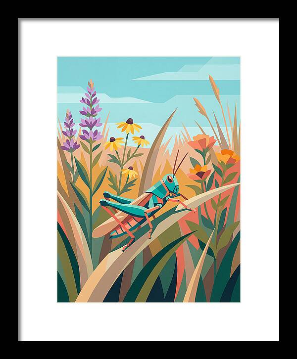 Grasshopper Among Vibrant Flora