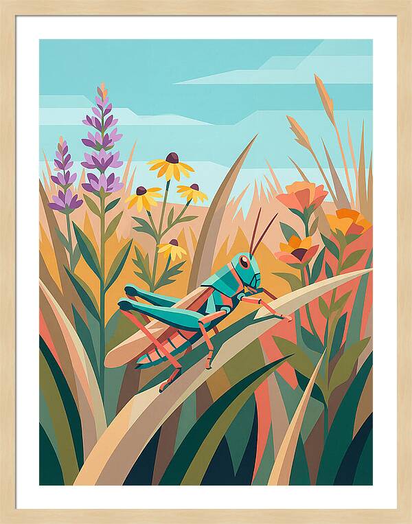 Grasshopper Among Vibrant Flora