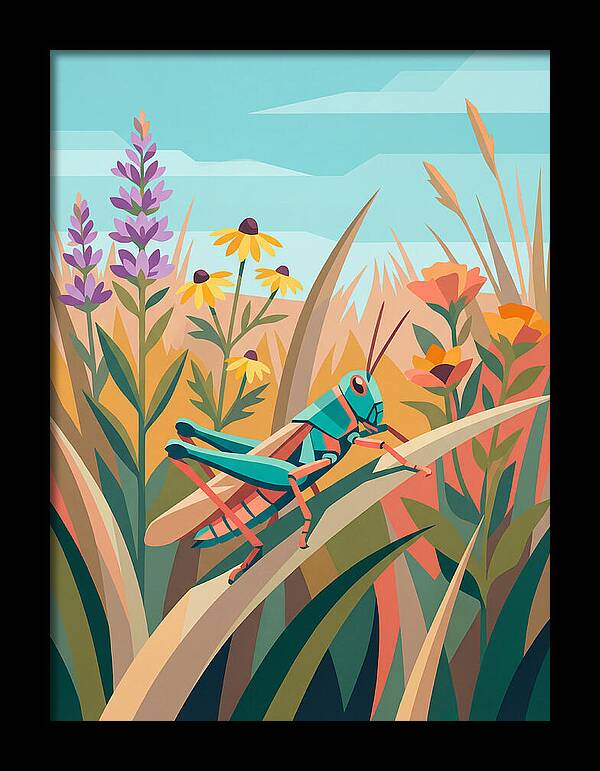Grasshopper Among Vibrant Flora