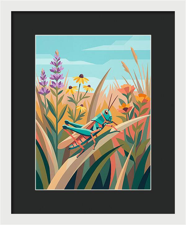 Grasshopper Among Vibrant Flora