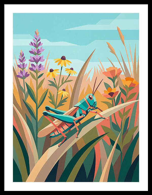 Grasshopper Among Vibrant Flora
