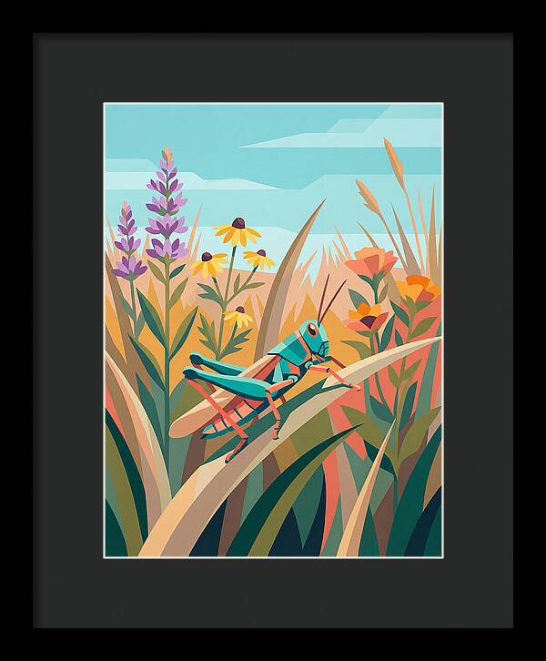 Grasshopper Among Vibrant Flora