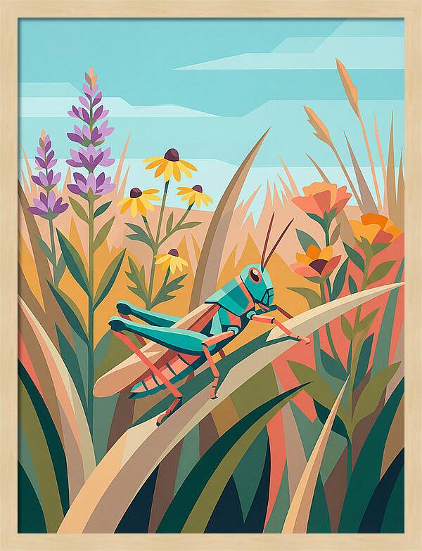 Grasshopper Among Vibrant Flora