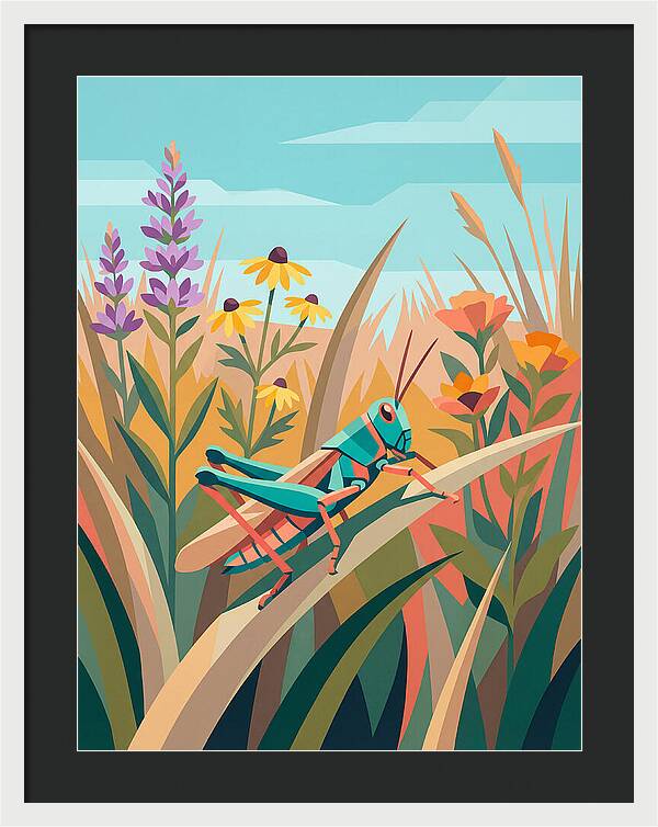 Grasshopper Among Vibrant Flora