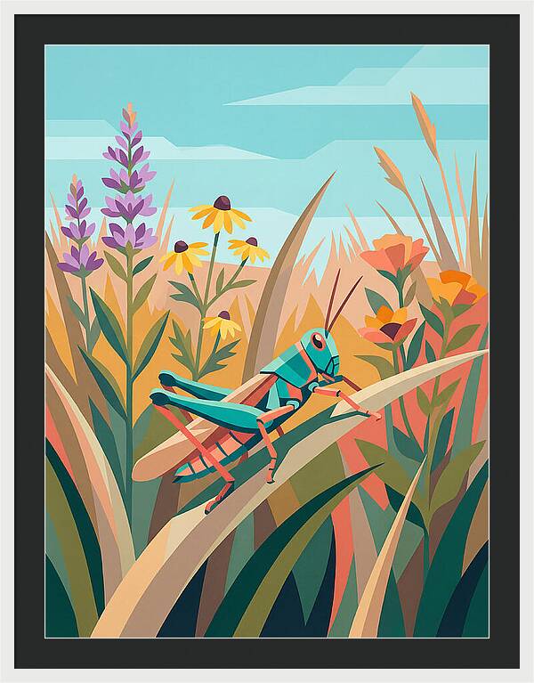Grasshopper Among Vibrant Flora