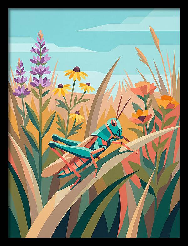 Grasshopper Among Vibrant Flora