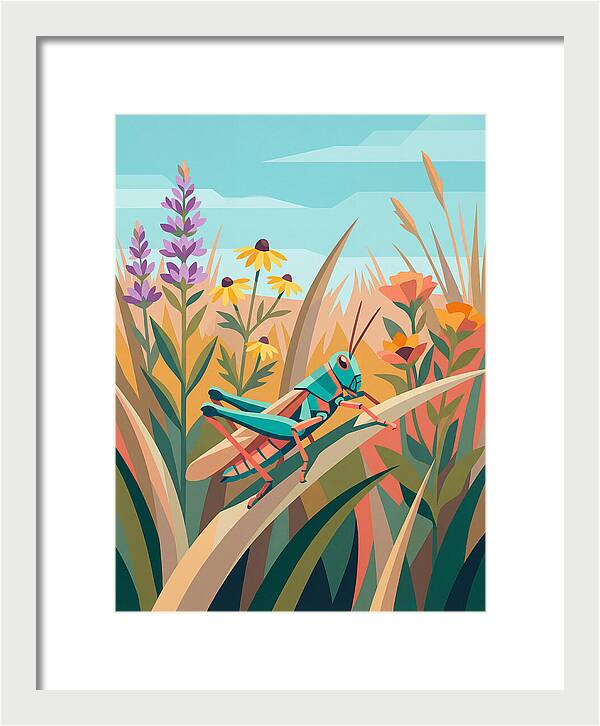 Grasshopper Among Vibrant Flora