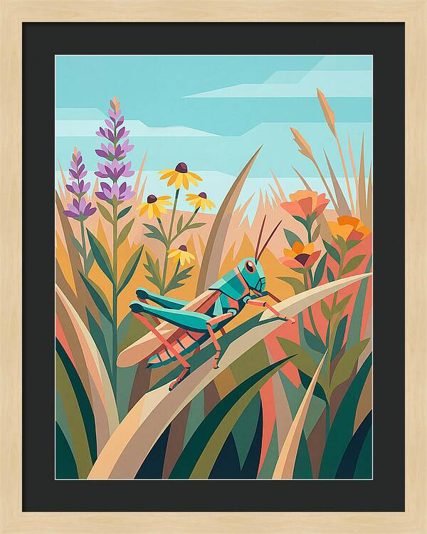 Grasshopper Among Vibrant Flora