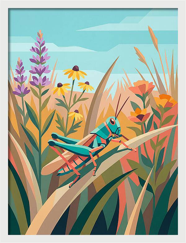 Grasshopper Among Vibrant Flora